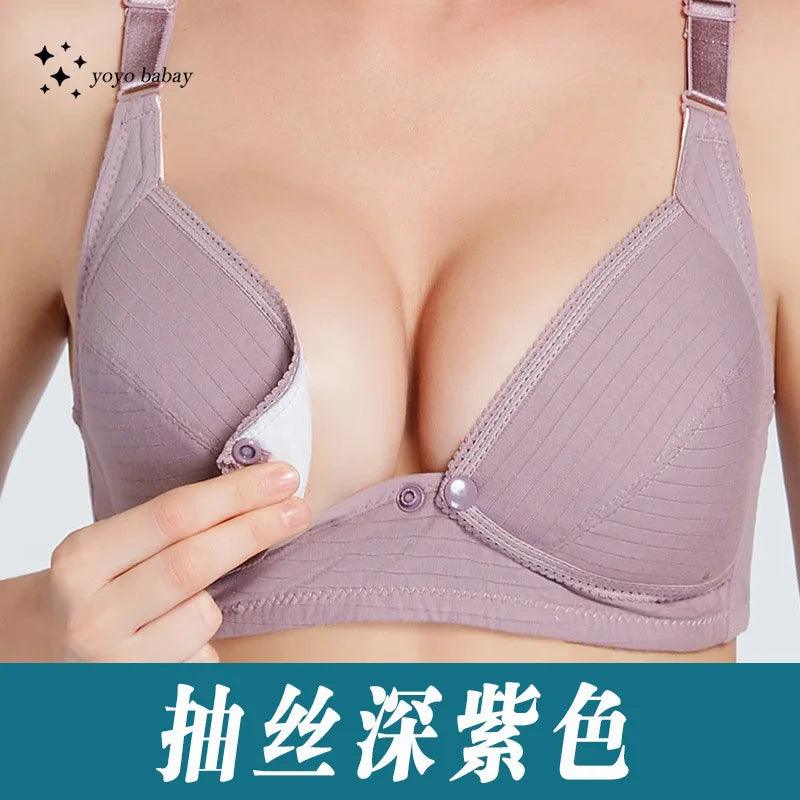 Soft Wire Free Nursing Bra 100% Cotton Breastfeeding Maternity Suckling Button Brassiere for Pregnant Women Underwear Clothing - NTKSTORE