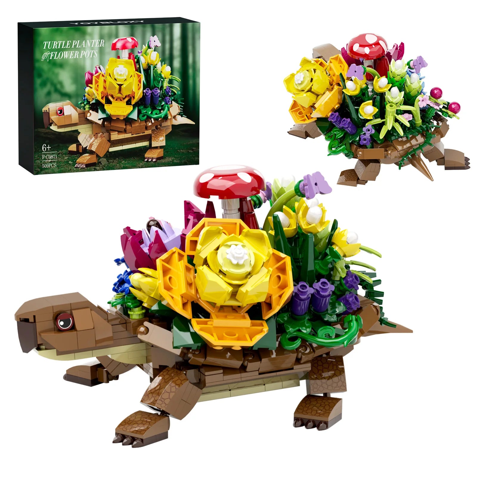 Turtlesed Plantered Flowered Potsed Building Blocks Set Animal Turtle Flower Planter Brick Building Toy for Children Gifts - NTKSTORE