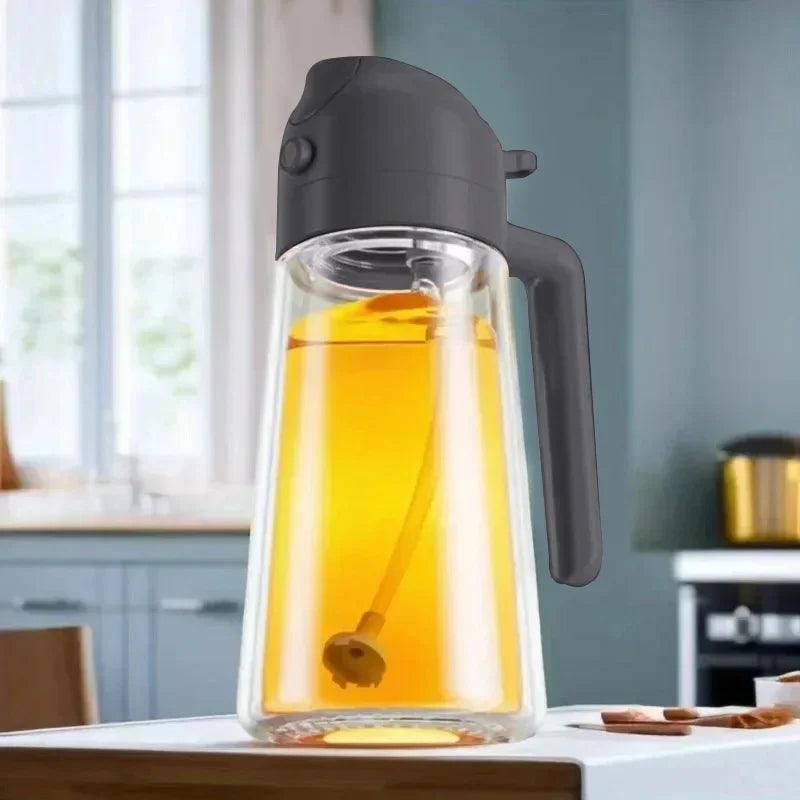 2in1 500ml Glass Spray Oil Sprayer Bottle Spray Oil Dispenser Oil Jar Cruet BBQ Kitchen Baking Roasting Picnic Kitchen Tool - NTKSTORE