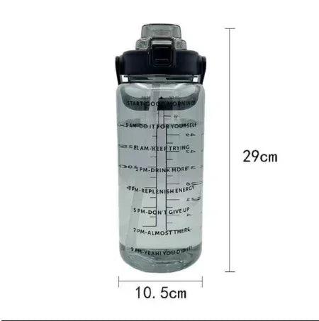 2L Portable Water Bottle Large Capacity Plastic Straw Water Cup Drink Bottle With Time Marker For Outdoor Sports Fitness - NTKSTORE