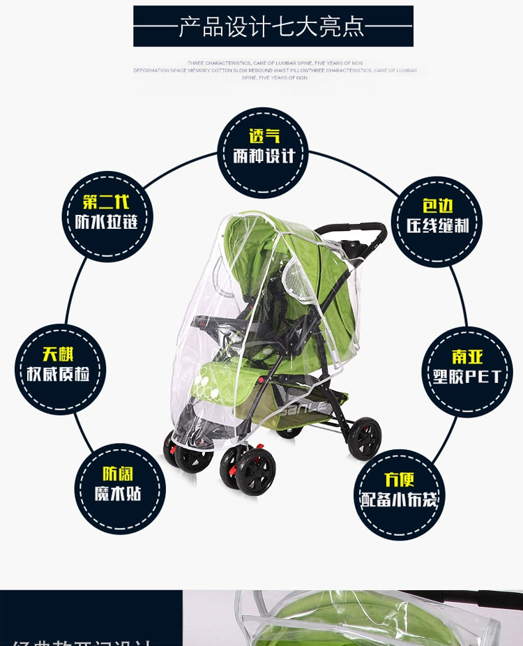 Baby Stroller Rain Cover Rain Cover Raincoat Windshield Cover Perambulator Winter Canopy - NTKSTORE