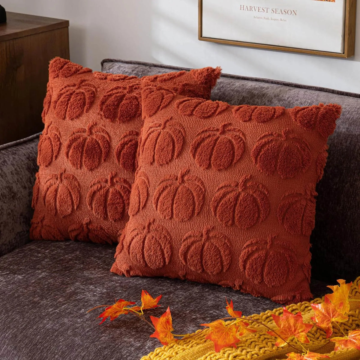 Plush Pumpkin Cushion Cover Halloween Decorative Pillow Cover 45*45cm Living Room Fun Thanksgiving Pillowcase - NTKSTORE