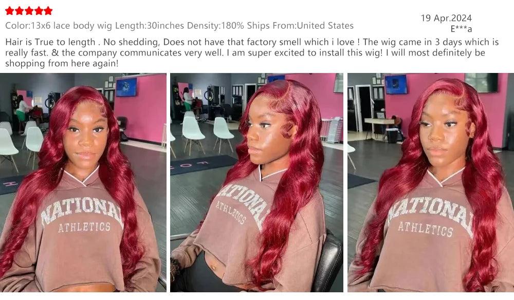 200 Density Burgundy 13x6 HD Lace Frontal Wig 99j Body Wave 13x4 Lace Front Human Hair Brazilian Human Hair 30 36 Inch - NTKSTORE