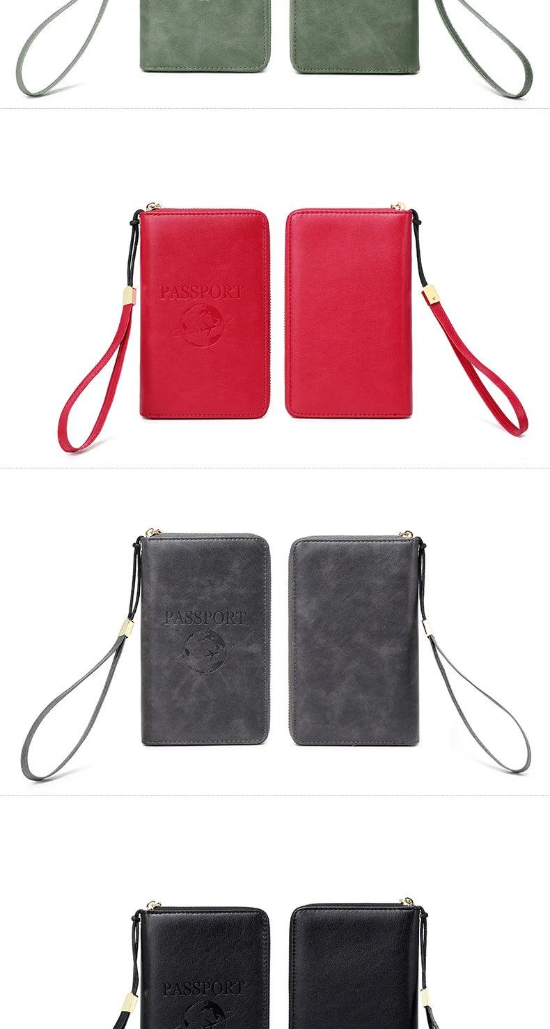 Fashionable and Portable RFID Travel Passport CasePULeather Multi functional Credit Card Passport Bag Neutral Travel Accessories - NTKSTORE