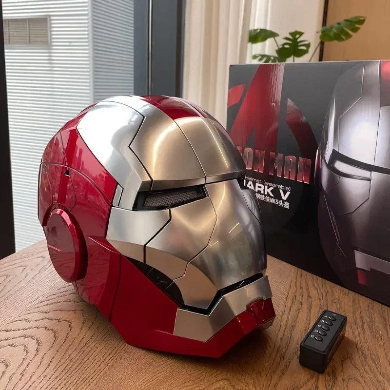 Iron Man Hot Toys Mk5 Autoking 1/1helmet Remote And Voice Control Iron Man Automatic Helmet Mask With Led Light Boy Gift Present - NTKSTORE