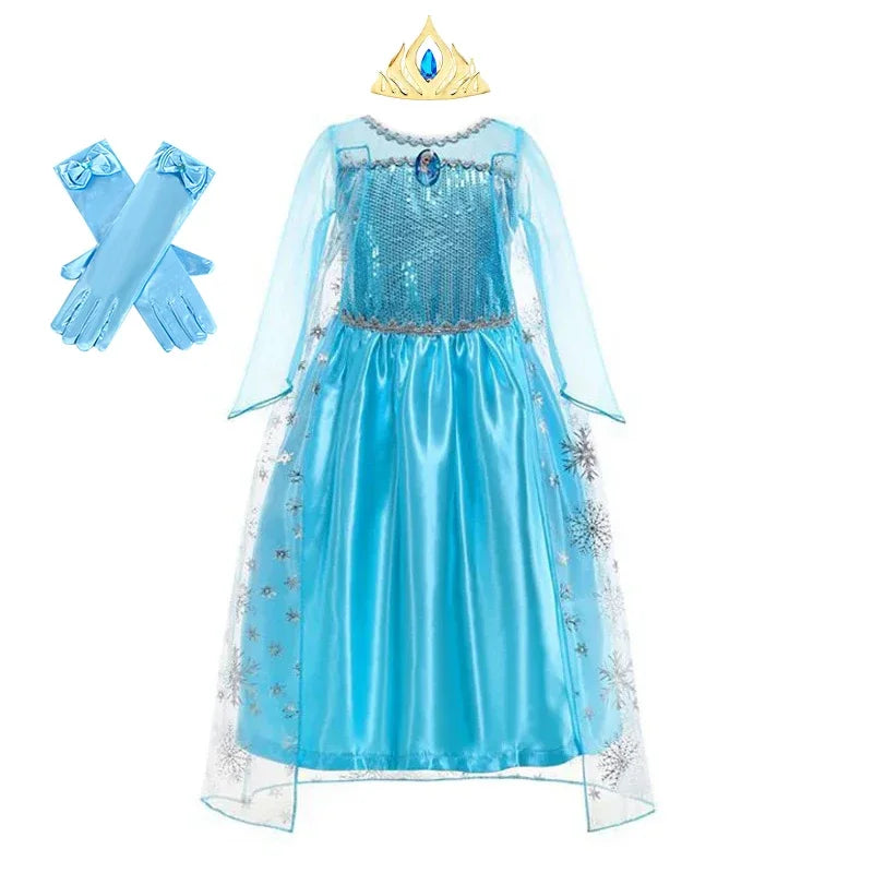 Elsa Dress for Girls Birthday Role Snow Queen Elsa Princess Dresses Kids Halloween Carnival Easter Party Dress Up Girls Costume - NTKSTORE