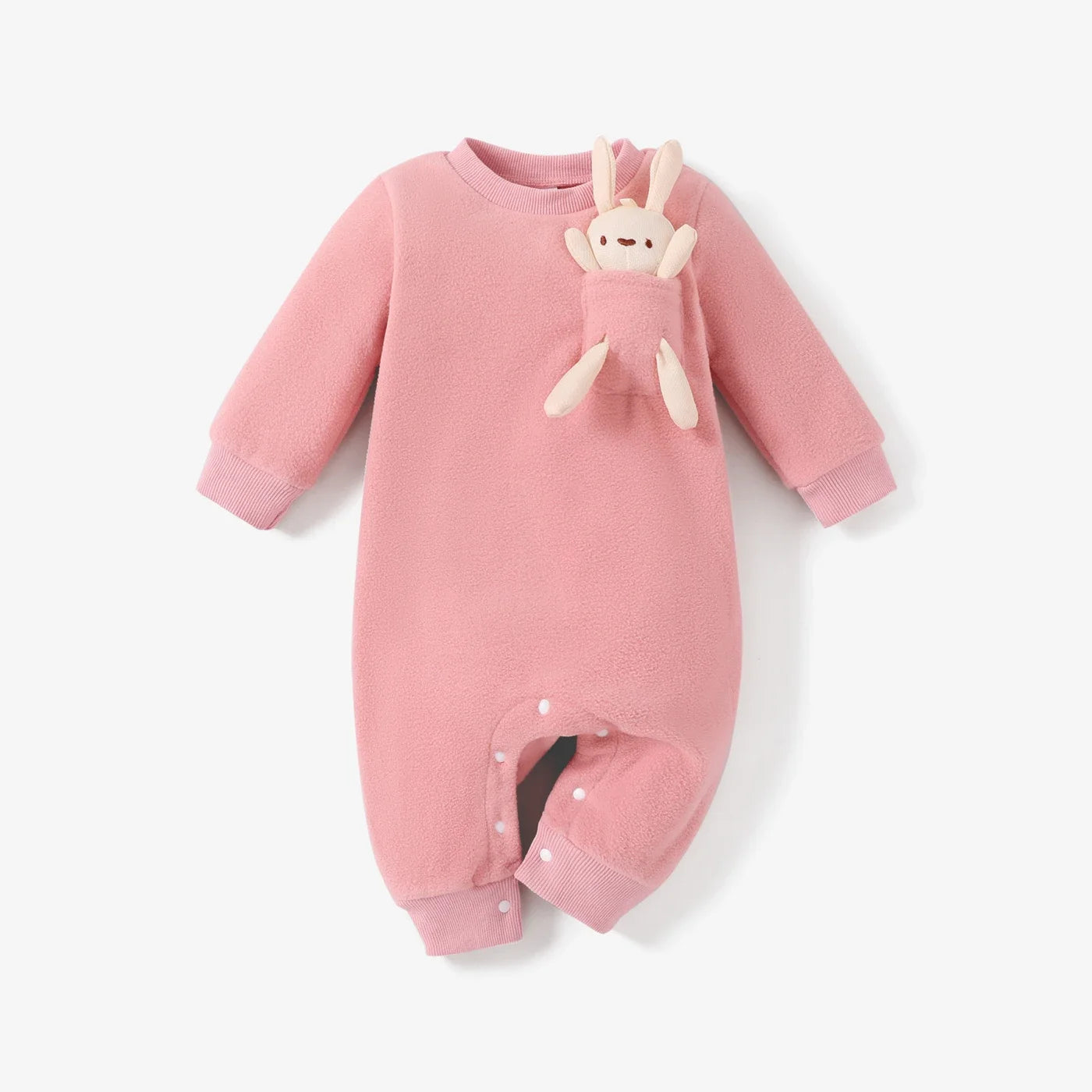 PatPat Baby Girl/Boy Hyper-Tactile 3D Rabbit Pattern Long Sleeve Jumpsuit Soft and Comfortable Perfect for Outings - NTKSTORE