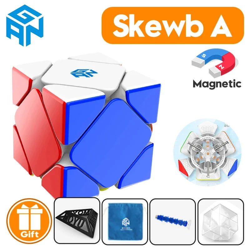 【JudyCube】GAN Skewb Magnetic (Enhanced UV Coated) Magnetic Magic Speed Cube Professional Fidget Toys GAN Skewb Cubo Magico - NTKSTORE