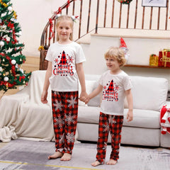 T-shirt + Plaid Pants Parent Child Christmas Pajama Set Women Men Boy Girl Loungewear Sibling Couple Pajama Xmas Baby Jumpsuit - NTKSTORE