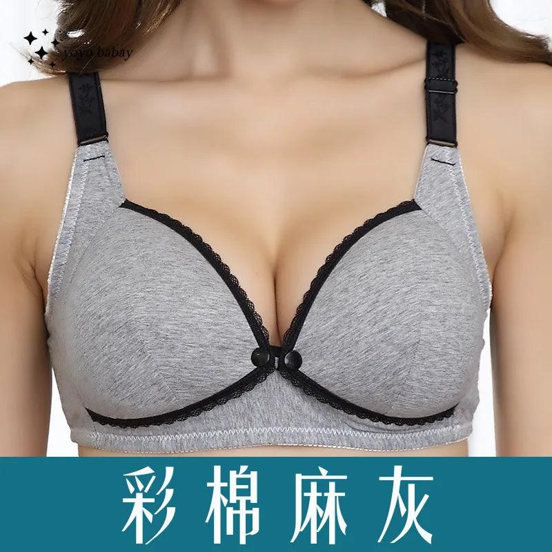 Soft Wire Free Nursing Bra 100% Cotton Breastfeeding Maternity Suckling Button Brassiere for Pregnant Women Underwear Clothing - NTKSTORE