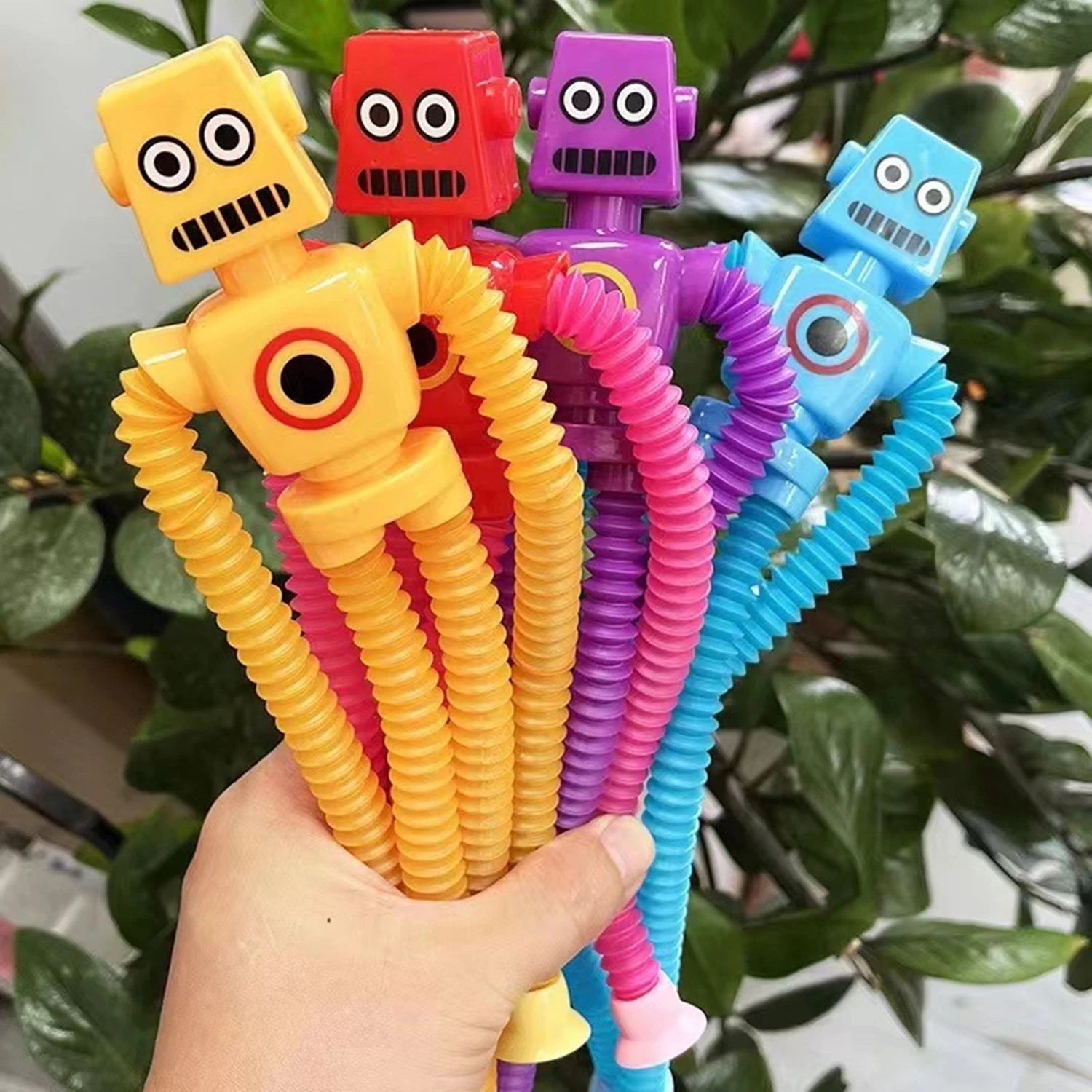 4Pcs Telescopic Robot Suction Cup Toy Pop Tubes Fidget Toys Shape Changing Tube Sensory Toys Party Favors for Kids - NTKSTORE