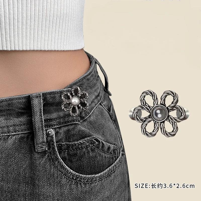 1Pcs Adjustable Clips for Pants Fastener Pants Pin Retractable Button Loose Button for Waist for Jeans Perfect Fit Reduce Waist - NTKSTORE