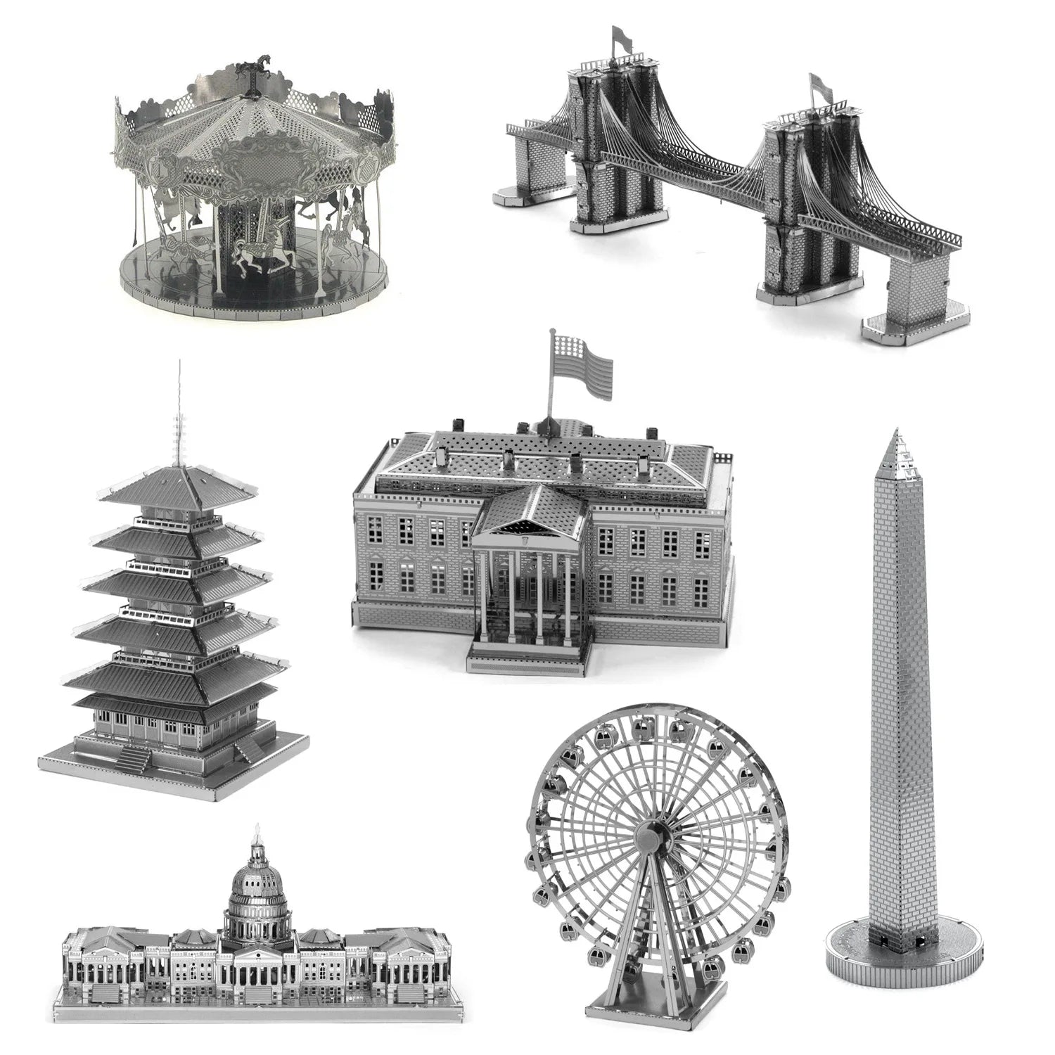 Aipin metal assembly model DIY puzzle building Arc de Triomphe Dutch windmill Paris iron tower lighthouse - NTKSTORE