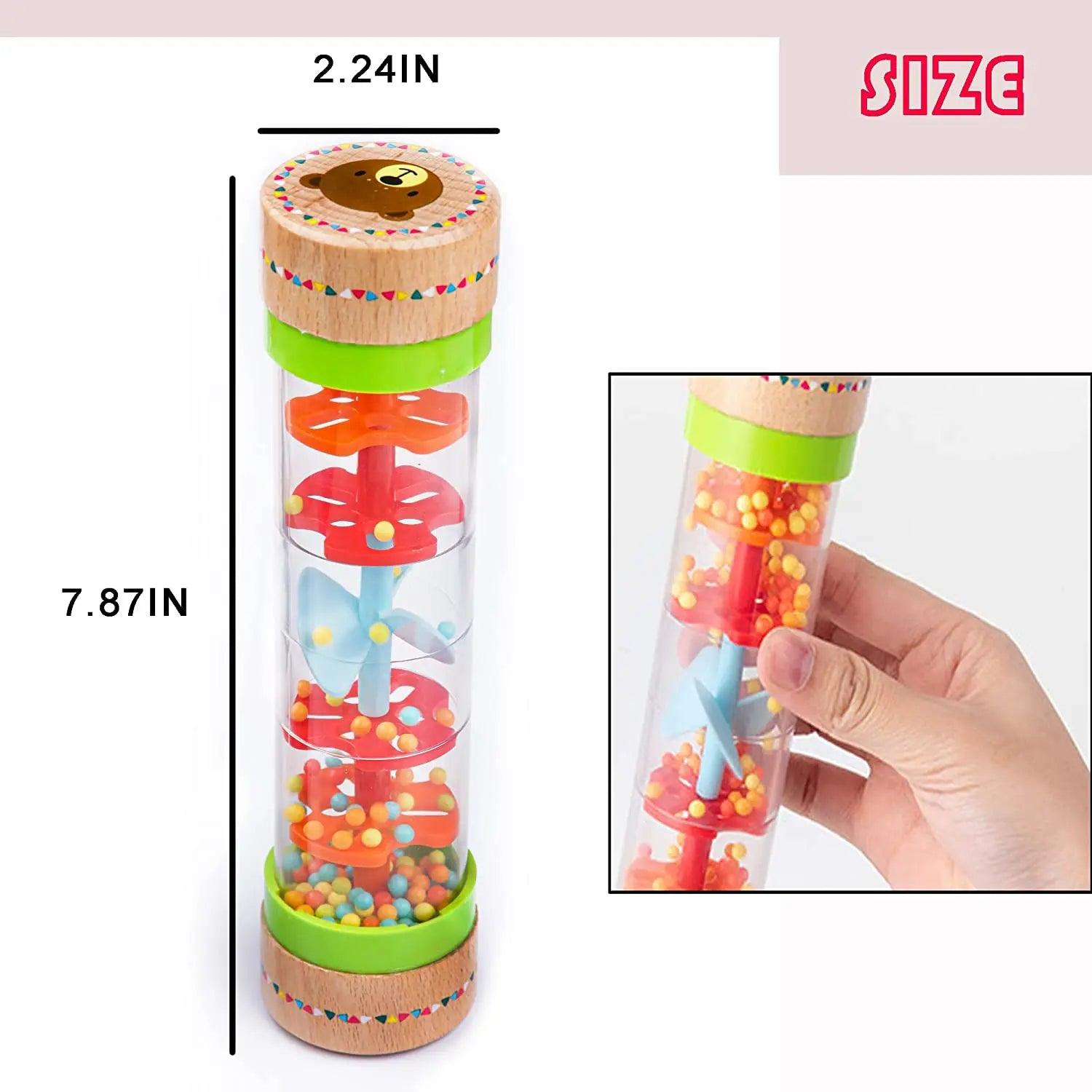 Montessori Baby Rain Stick Rainbow Hourglass Rain Music Rattle Baby Educational Toy Rainmaker Montessori Sensory Toys for Kids - NTKSTORE