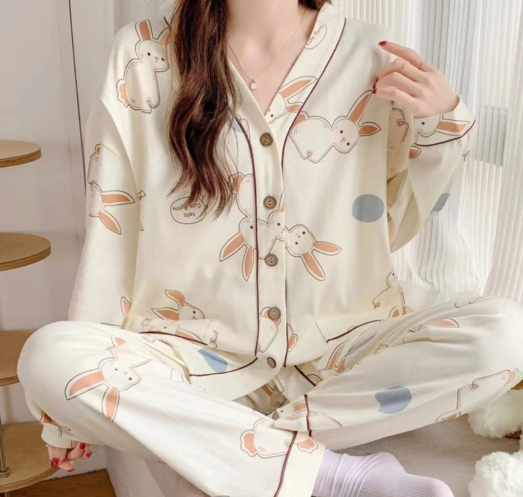 Maternity Pajamas Homewear Suit Nursing Pajamas Moon Clothes Spring and Autumn Cotton Monthly Clothing Summer Nursing Clothes - NTKSTORE