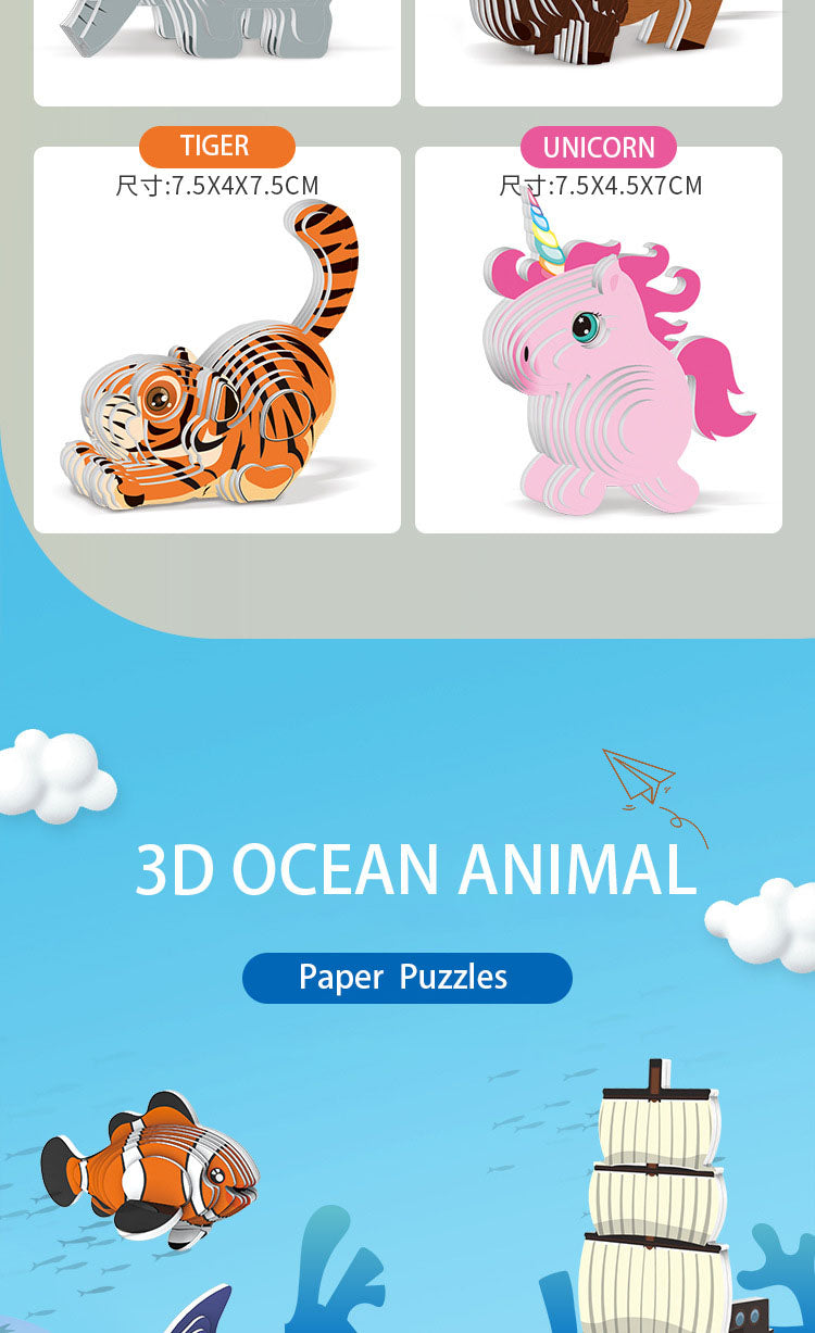 Animal 3D Paper Puzzle For Kids Educational Montessori Toys Funny DIY Manual Assembly Three-dimensional Model Toy For Boy Girl - NTKSTORE