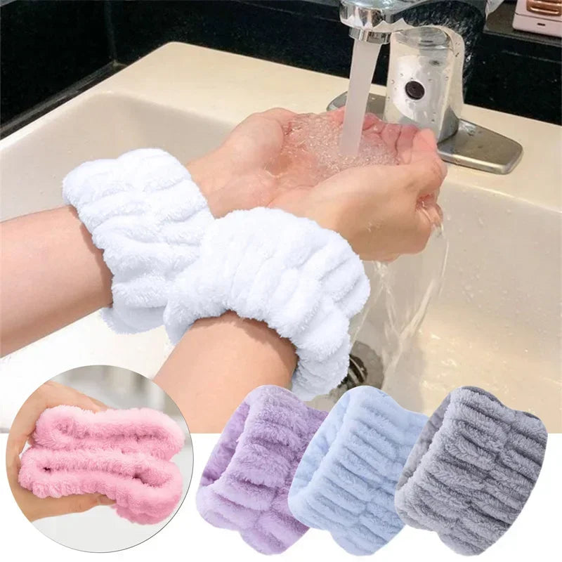 1pcs Women Face Wash Wrist Washband Soft Reusable Towel Wristbands Girls Yoga Running Sport Wrist Sweatband Sweat Absorption - NTKSTORE