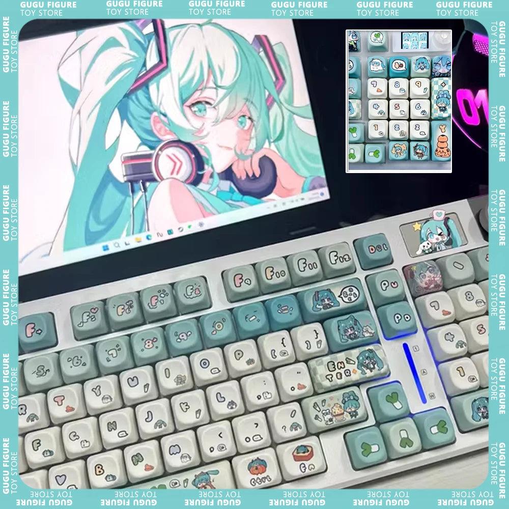 Miku Anime Keycap Xoa Pbt Cartoon Keycap Customization Individuation Keyset For Mechanical Gaming Keyboard Switch Birthday Gifts - NTKSTORE