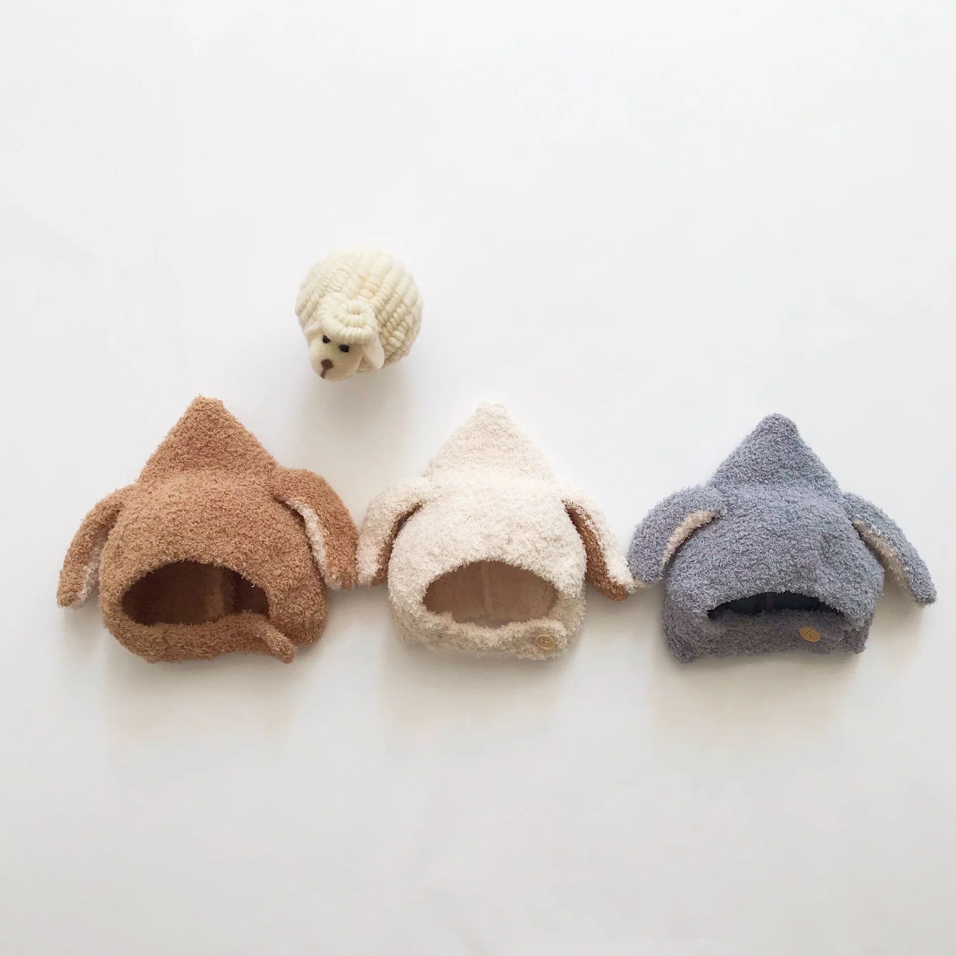 Cute Baby Winter Hat Fleece Warm Bonnets Rabbit Ear Hats for Kids Infant Babies Accessories Newborn Photography Props Boys Girls - NTKSTORE