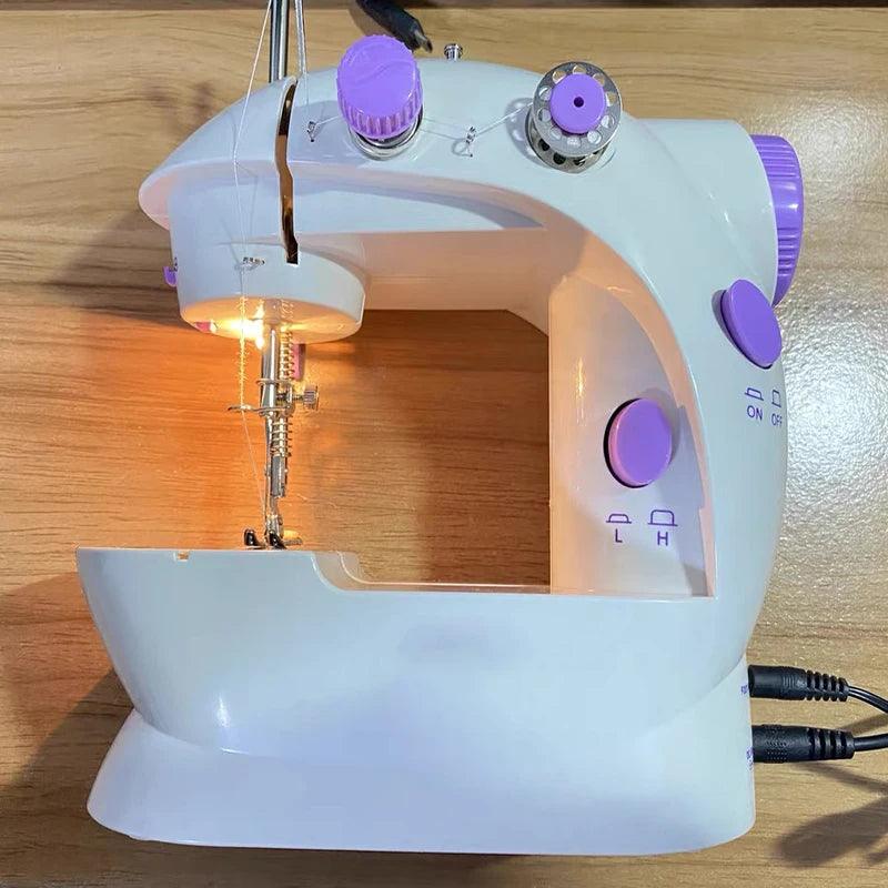 Household 202Mini Sewing Machines Handheld Sewing Machine with Light Cutter Foot Pedal Portable Night Light Sewing Machine - NTKSTORE