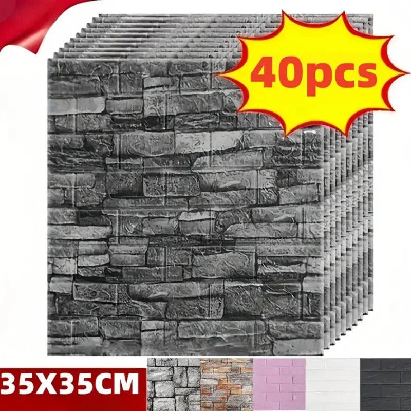 15pcs/20pcs/40pcs DIY 3D Simple Brick Pattern Wall Stickers,Thickened, Sound-proof,Waterproof,Moisture-proof - NTKSTORE