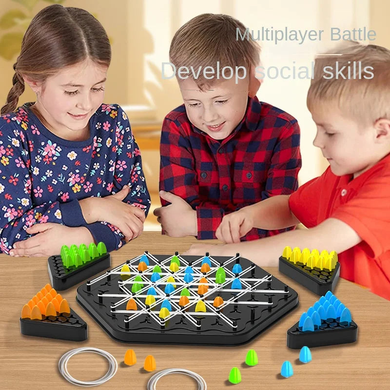 Geometry Chain Chess Board games Triangle Chess Desktop Game Rubber Band Training Family Interaction Exercise Thinking Toy Gifts - NTKSTORE