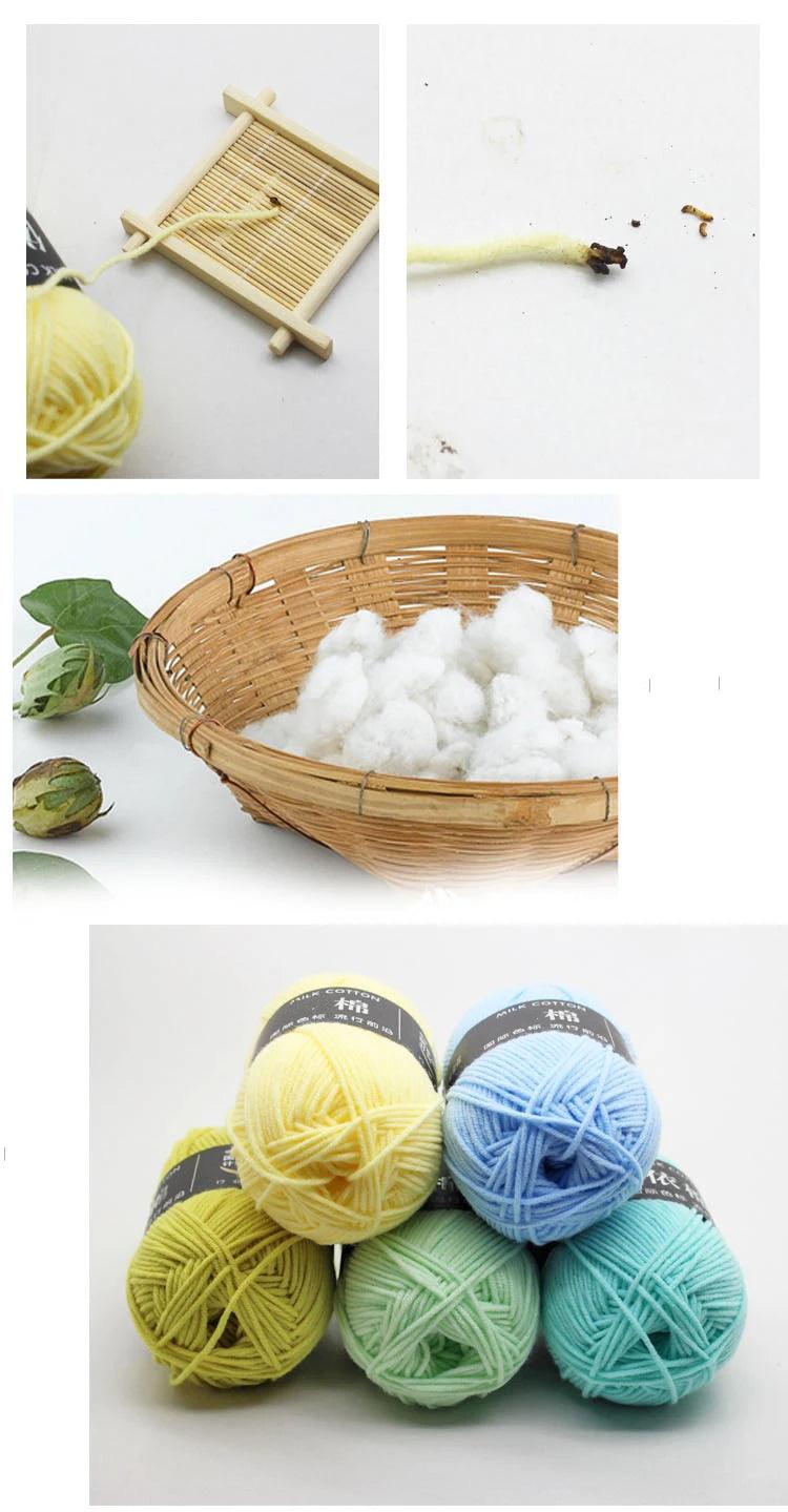 40-50g/Set 4ply Milk Cotton Knitting Yarn Needlework Dyed Lanas For Crochet Craft Sweater Hat Dolls At Low Price - NTKSTORE