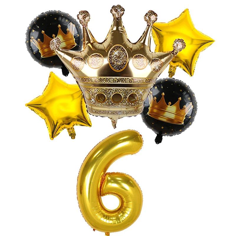 2pcs 32inch Rainbow Number Foil Balloons with Crown for Kids Boy Girl 1st Birthday Party Decorations Rose Gold Figures Globos - NTKSTORE