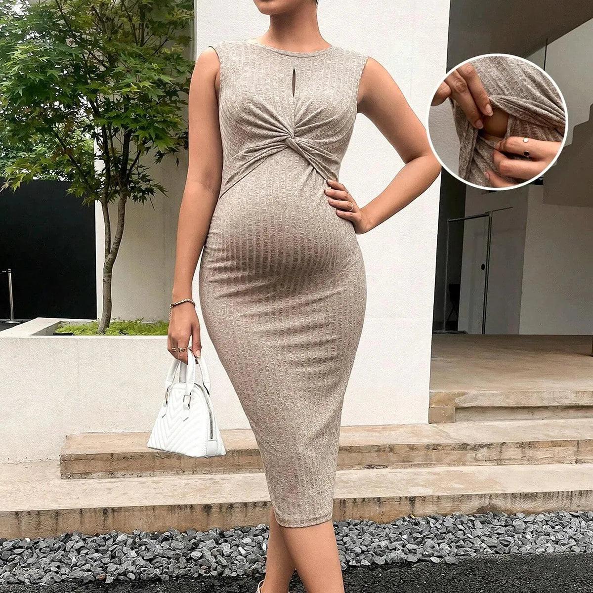 Women's European and American maternity wear knitted dresses for home and work as a foundation in spring and summer - NTKSTORE