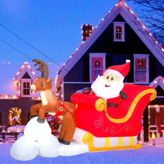 Christmas Inflatables 1.5M Santa Claus Riding Sled Reindeer Built-in LED Indoor Outdoor Fun Decoration Yard Garden Holiday Party - NTKSTORE