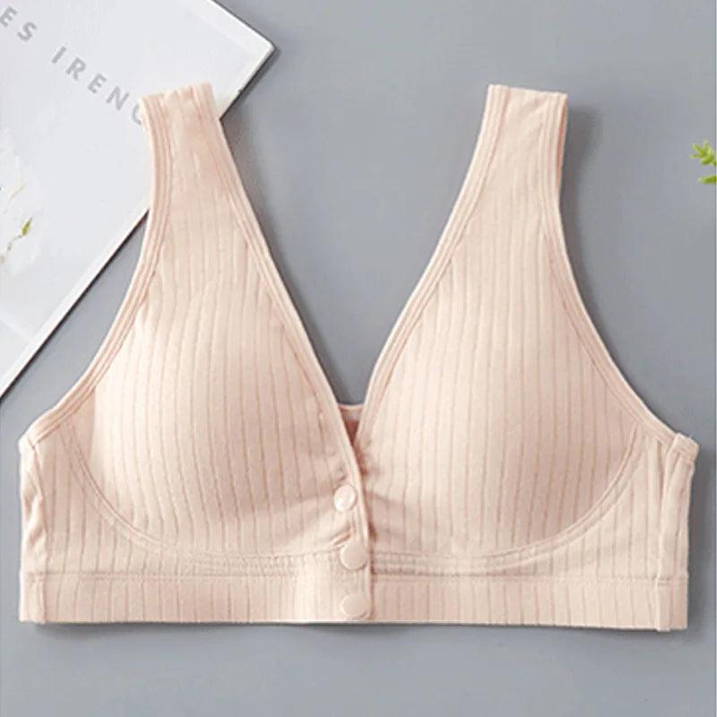 Female Mom Nursing Bra Cotton Maternity Thin Women Breastfeeding Underwear Front Open Buckle Breathable Ladies Women Brassiere - NTKSTORE