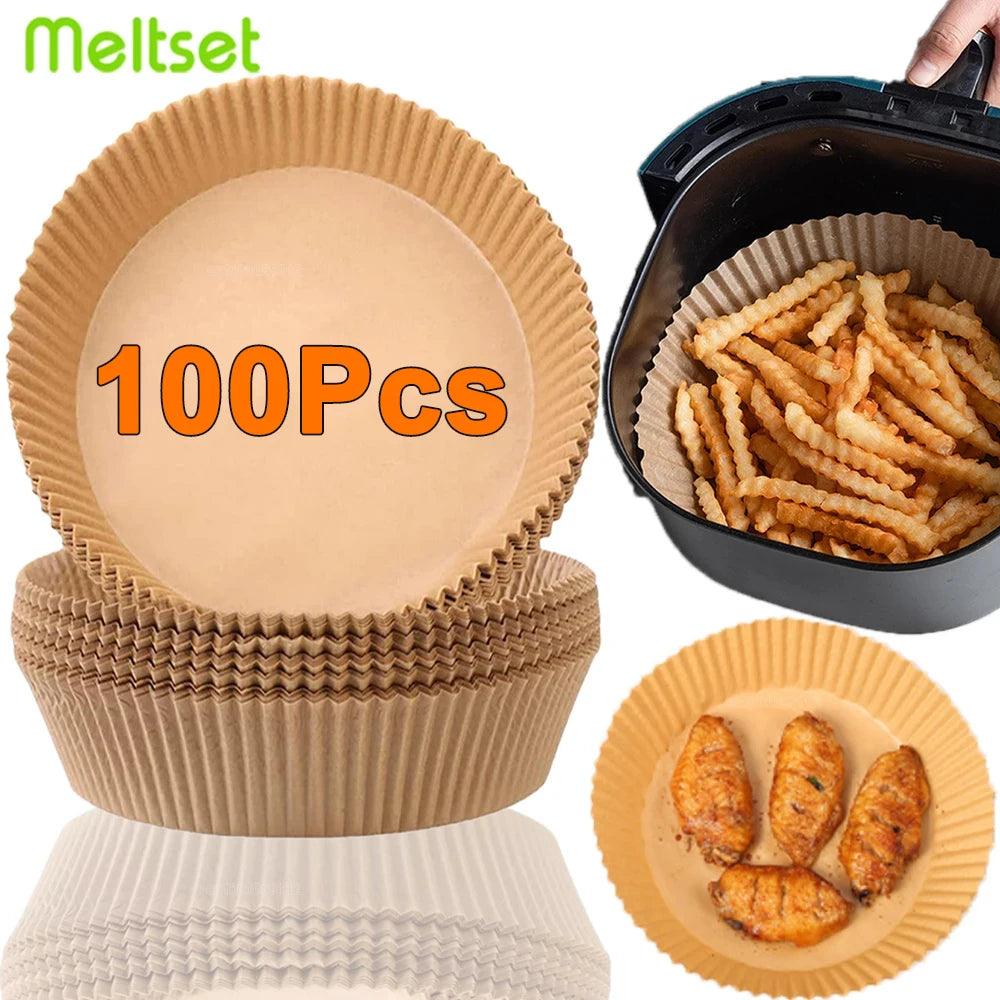 50/100Pcs Air Fryer Disposable Paper Non-Stick Airfryer Baking Papers Round Air-Fryer Paper Liners Paper Kitchen Accessories - NTKSTORE