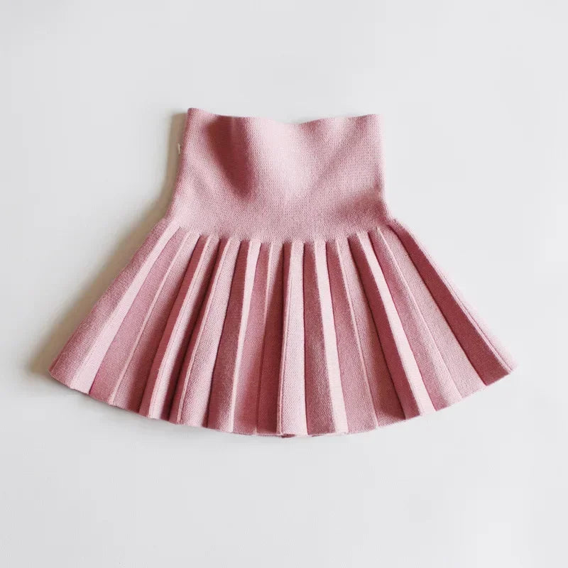 Baby Girls Knit Skirt Autumn Winter Princess Pleated Children School High Waist Mini Tutu Skirts Kids Clothing - NTKSTORE