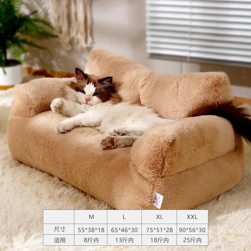 Cat sofa bed Plush Dog Sofa Beds Washable Warm Pet Dog Nest Cat Beds Thicken Comfortable Cushion Dog Sleep Cat Furniture - NTKSTORE