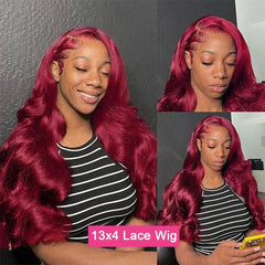 200 Density Burgundy 13x6 HD Lace Frontal Wig 99j Body Wave 13x4 Lace Front Human Hair Brazilian Human Hair 30 36 Inch - NTKSTORE