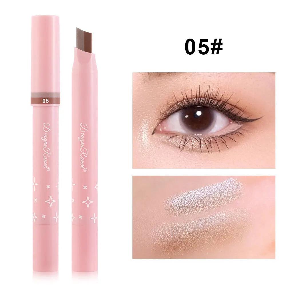 Metallic Grey Silver Eyeshadow Eyeliner Pencil Long-lasting Silkworm Highlighter Pen Two-color Shimmer Gradient Eye Shadow Stick - NTKSTORE