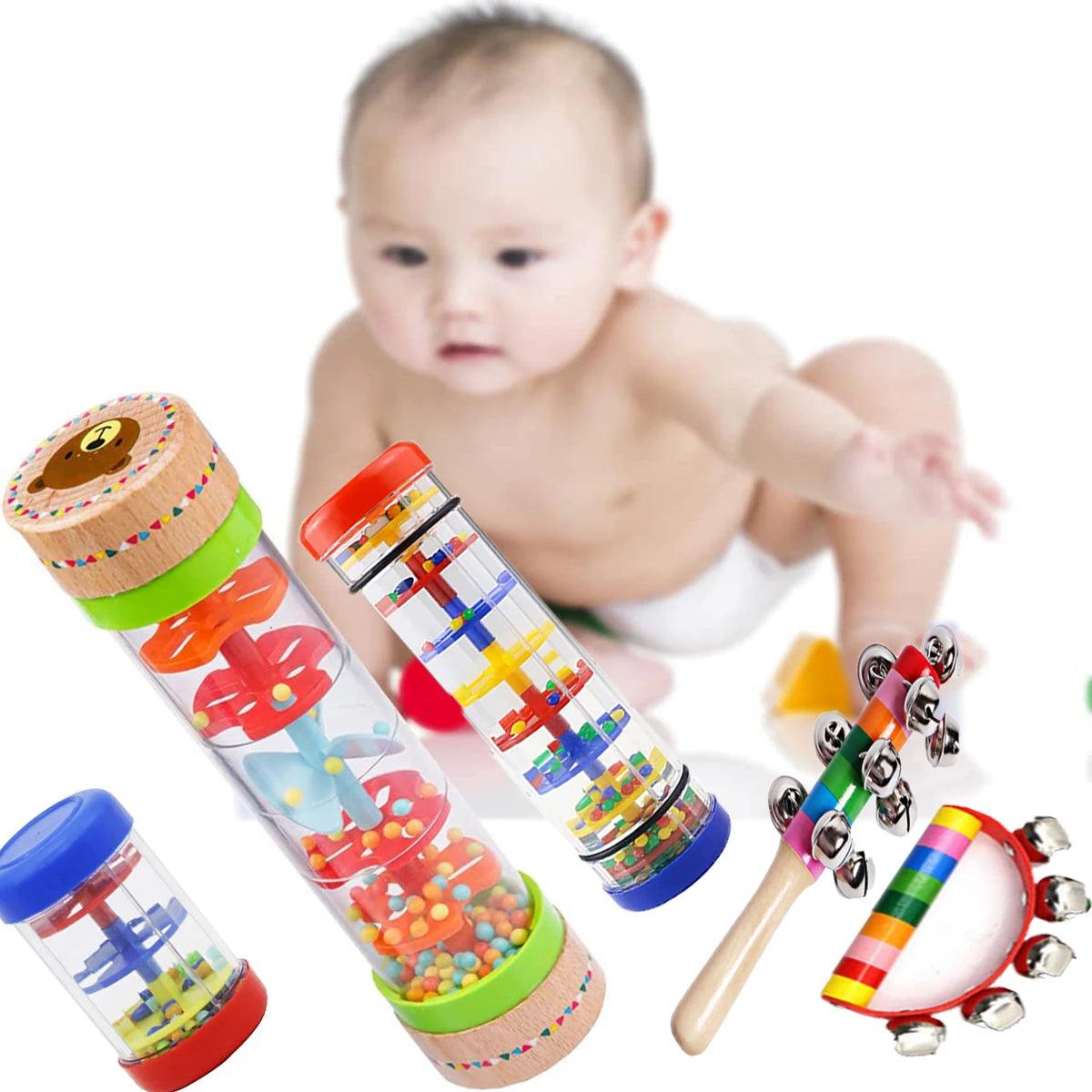 Montessori Baby Rain Stick Rainbow Hourglass Rain Music Rattle Baby Educational Toy Rainmaker Montessori Sensory Toys for Kids - NTKSTORE