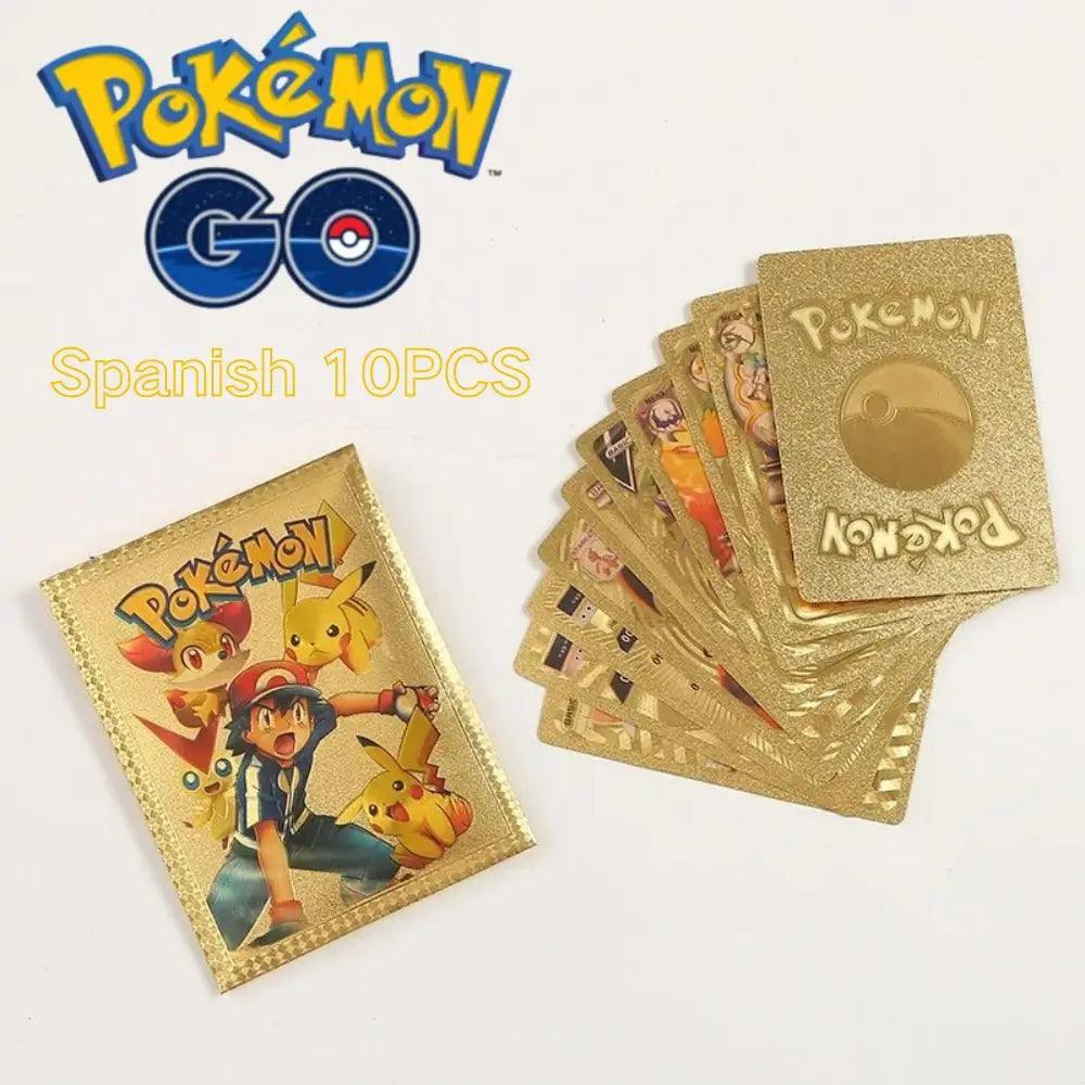 10Pcs Pokemon Cards German Spanish French English Vmax GX Color Energy Card Pikachu Rare Collection Battle Trainer Boys Gift - NTKSTORE