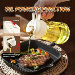 2in1 500ml Glass Spray Oil Sprayer Bottle Spray Oil Dispenser Oil Jar Cruet BBQ Kitchen Baking Roasting Picnic Kitchen Tool - NTKSTORE