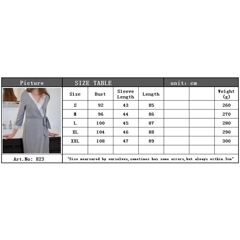 Fashionable and Comfortable Long Robe Pajamas Lace Patchwork Three Quarter Sleeved Maternity Dress Long Robe Pajamas - NTKSTORE