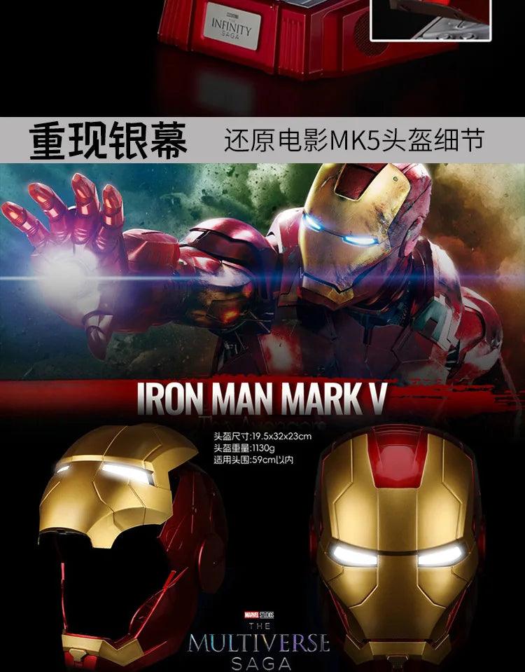 Hot 60cm Iron Man 1:1 Cosplay Helmet Marvel Avengers Light Led Ironman Mask Action Figure Model Toy Child Adult Christmas Gift - NTKSTORE