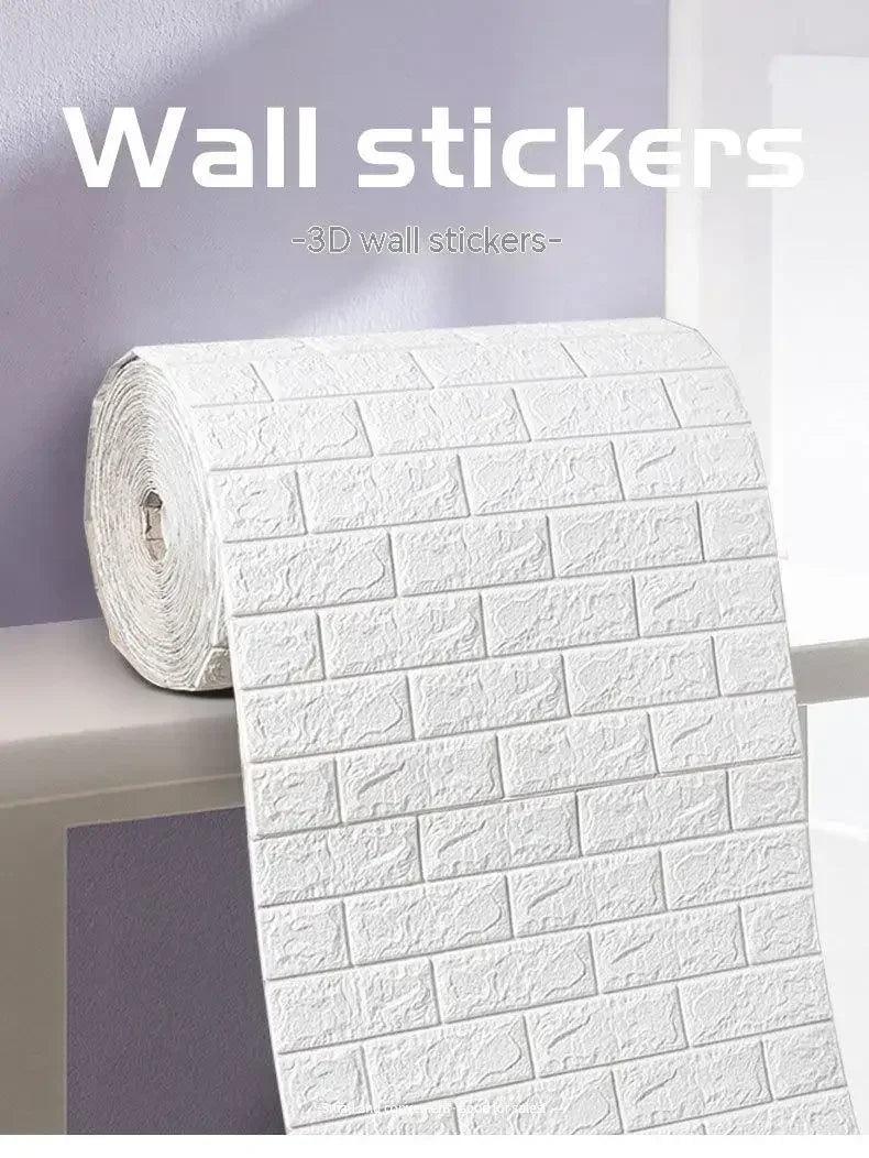 70cm*2m 3D Soft Foam Brick Wallpaper Sticker Roll DIY Self Adhesive Living Room Home Kitchen Bathroom Decorative Wall Paper - NTKSTORE