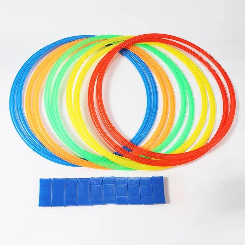 New Outdoor Kids Funny Physical Training Sport Toys Lattice Jump Ring Set Game 10 Hoops 10 Connectors for Park Play Boys Girls - NTKSTORE