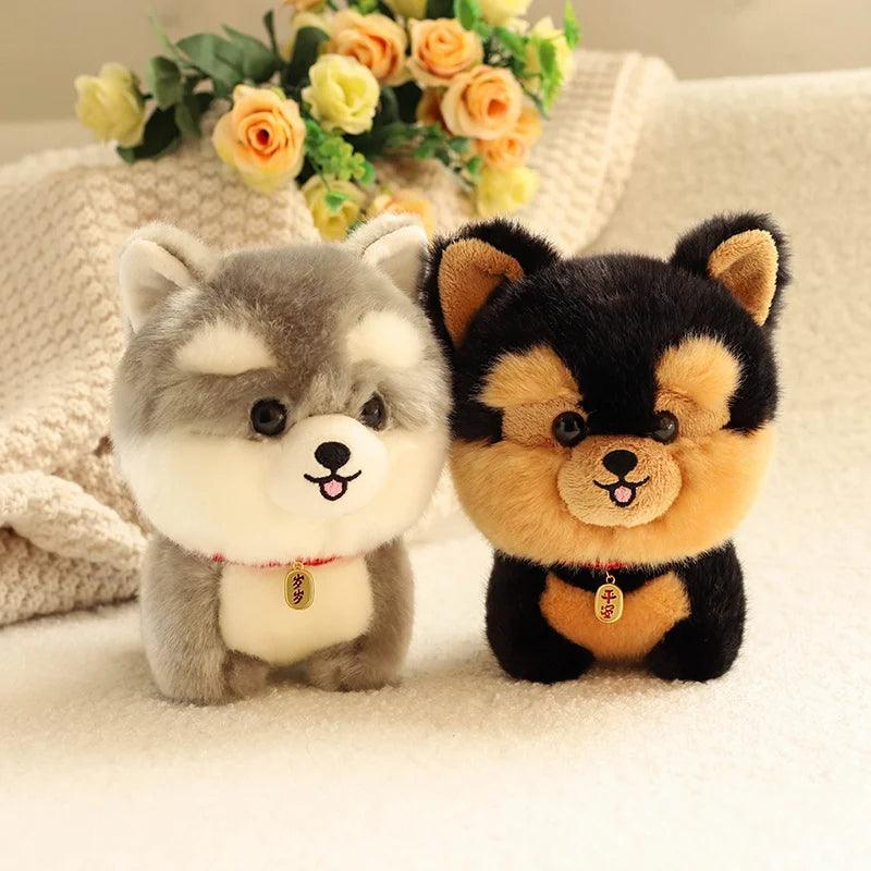 Adorbale Furry Plush Corgi Dog Plush Toy Stuffed Big Head Kawaii Lifelike Animal Shiba inu ChowChow Yorkshire Bichon Husky Doll - NTKSTORE