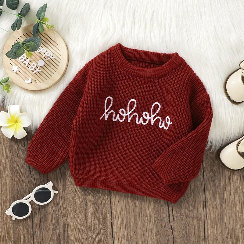 0-36months Baby Girls Sweater Long Sleeve Crew Neck Letters Winter Warm Knit Pullover Sweater For Infant For Girls
