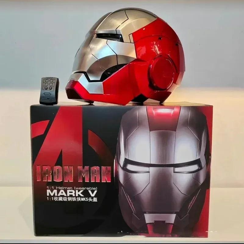 Iron Man Hot Toys Mk5 Autoking 1/1helmet Remote And Voice Control Iron Man Automatic Helmet Mask With Led Light Boy Gift Present - NTKSTORE