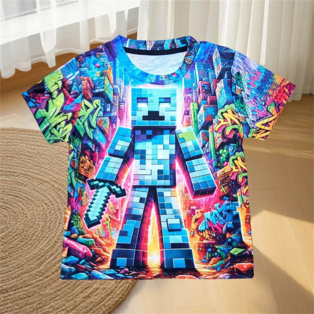 Children's Clothing Adventure Style Boys Clothes Cartoon T-Shirt for A Boy Fashion 2024 Baby Summer Clothes O-Neck Children Top - NTKSTORE