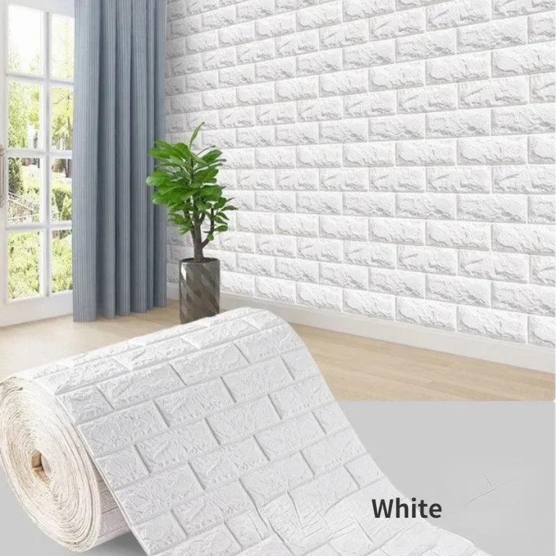 70cm*2m 3D Soft Foam Brick Wallpaper Sticker Roll DIY Self Adhesive Living Room Home Kitchen Bathroom Decorative Wall Paper - NTKSTORE