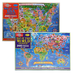 World Map Puzzle for Kids Gifts - 200 Piece - Learning Aid & Educational Games Toy for Kids Age 4 and Above - NTKSTORE