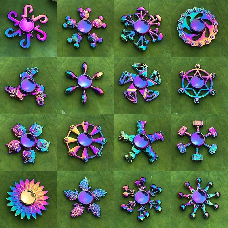 Rainbow Fidget Metal Spinner Colorful Finger Spinners High Speed Hand Spinners Fidget Toys for Stress Anxiety Relief for Adults - NTKSTORE